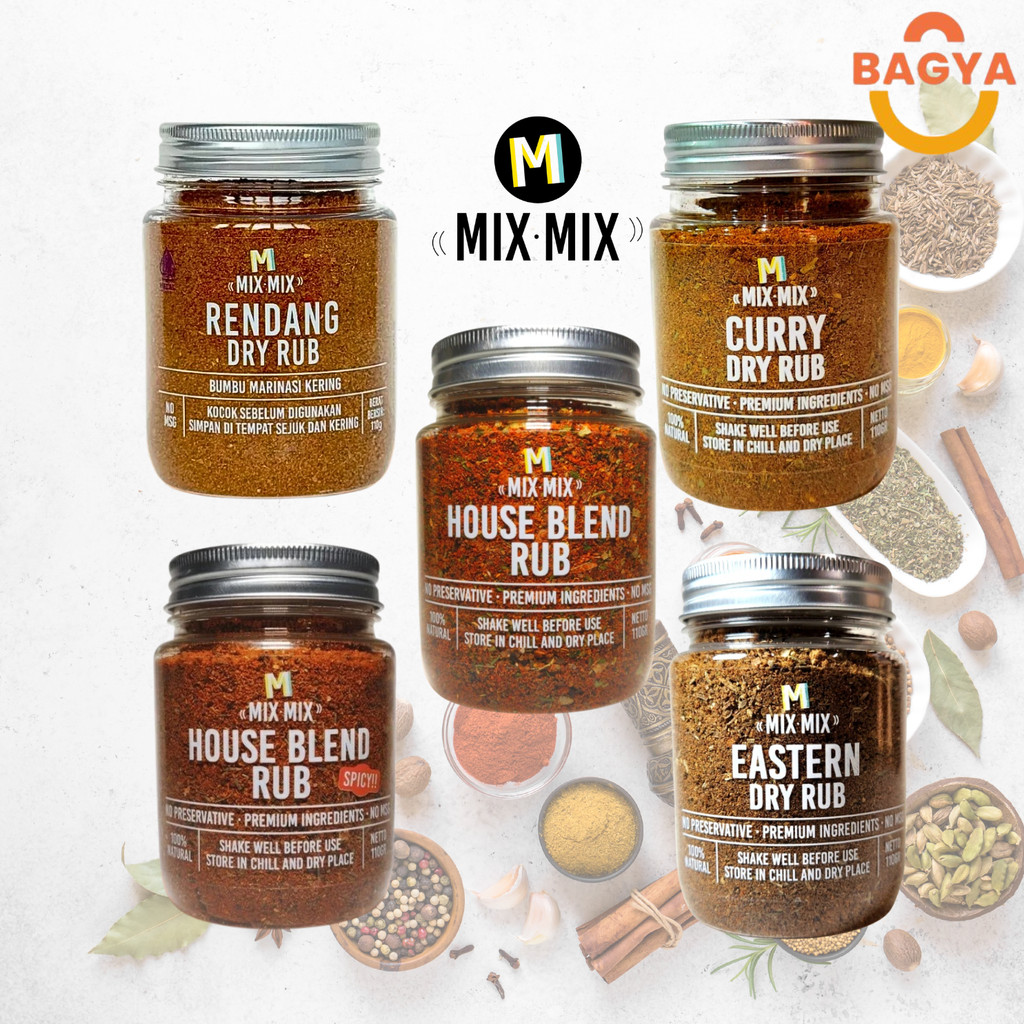 

Mixmix Bumbu Marinasi Serba Guna Rendah Lemak House Blend Rub Spices Cajun Seasoning BBQ Grill 110 GRAM