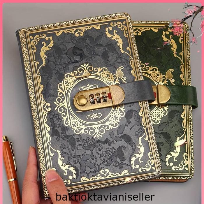 

JESJELIU Buku Jurnal Leather Notebook Diary 200 Halaman with Lock - JJ-33 - Gray