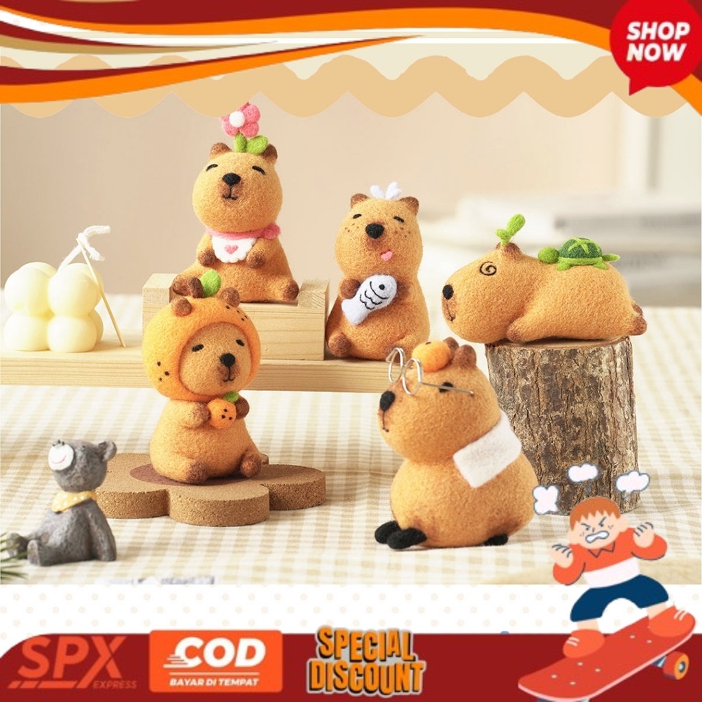READYYY Felt#06 Little Kreate DIY Wool Felt Craft - Needle Wool Felting Capybara / Kapibara Set - Ke