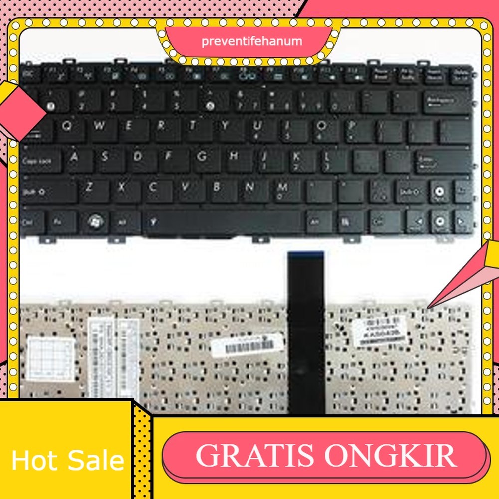 Keyboard Asus Eee PC 1025 1025C 1025CA 1025CX 1025CE EeePC Flare Hitam