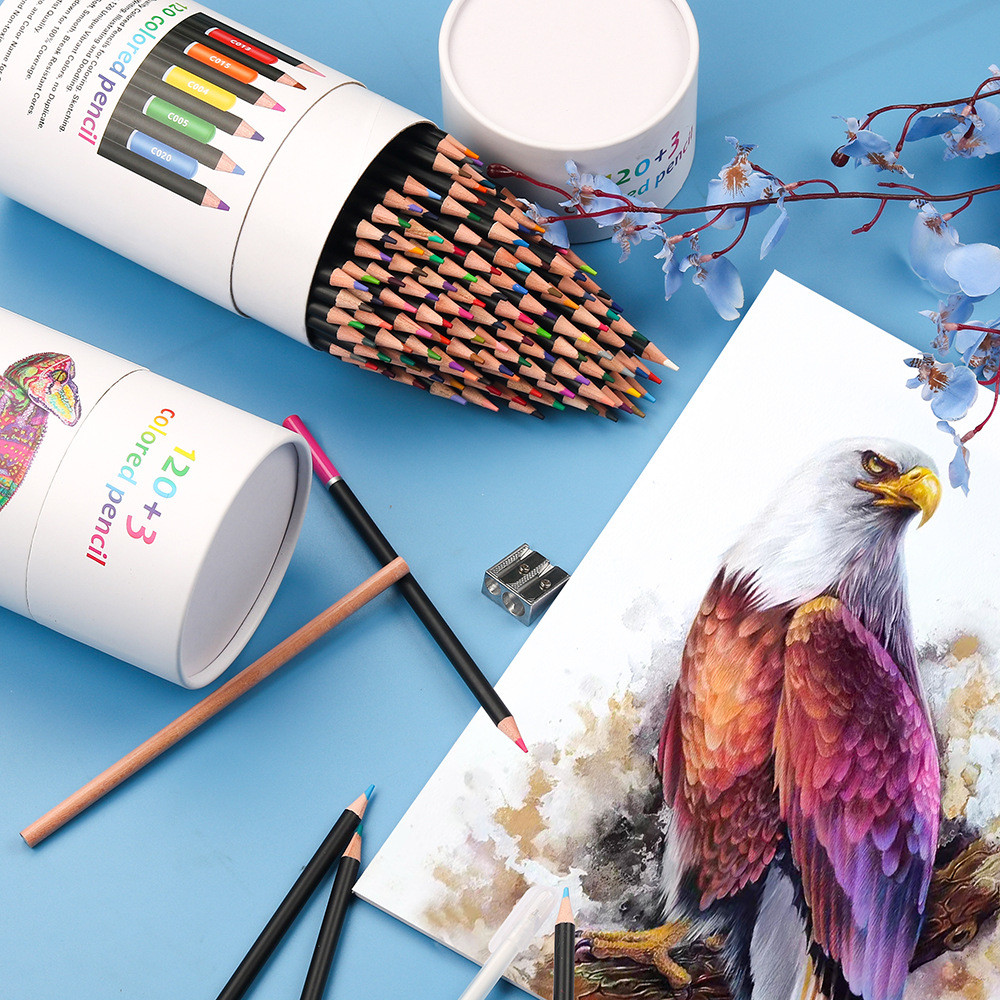 

KALOUR 72/120 Color Barrel Oil colored Pencil Professional Art Drawing Soft Core Color Lead Comes with 3PCS Drawing Tool