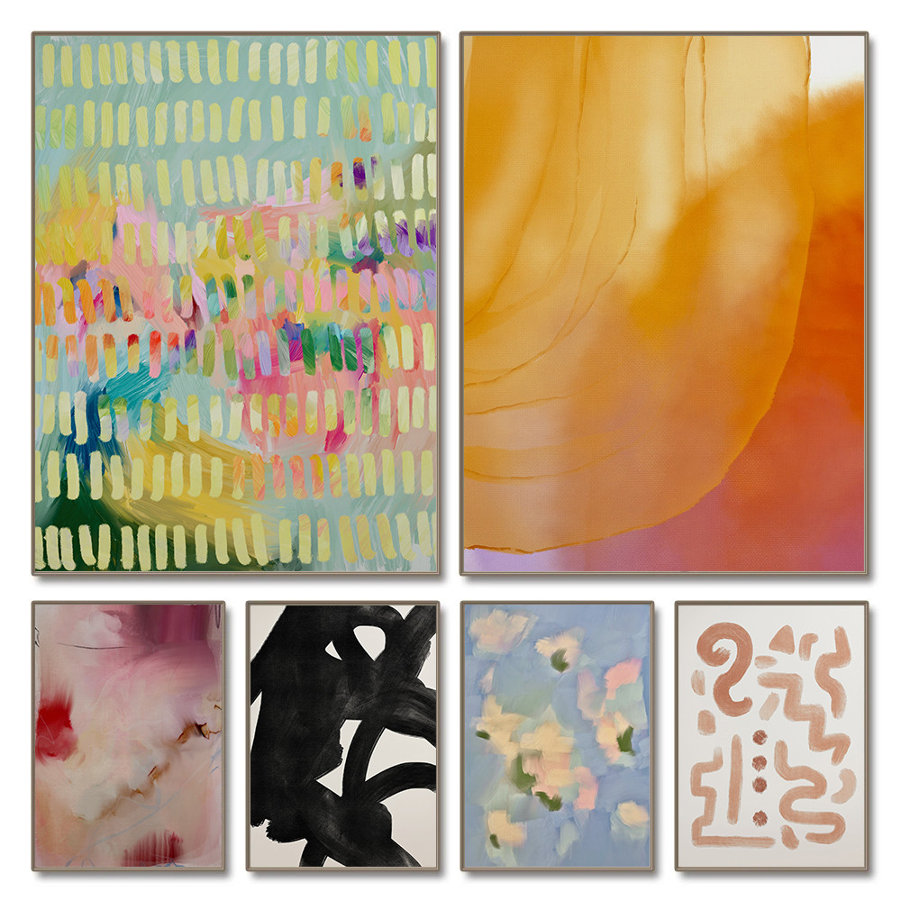 

Abstract Modern Colorful Watercolour Golden Hour/Floral Sky Poster Canvas Painting Wall Art Pictures Home Living Room Decor