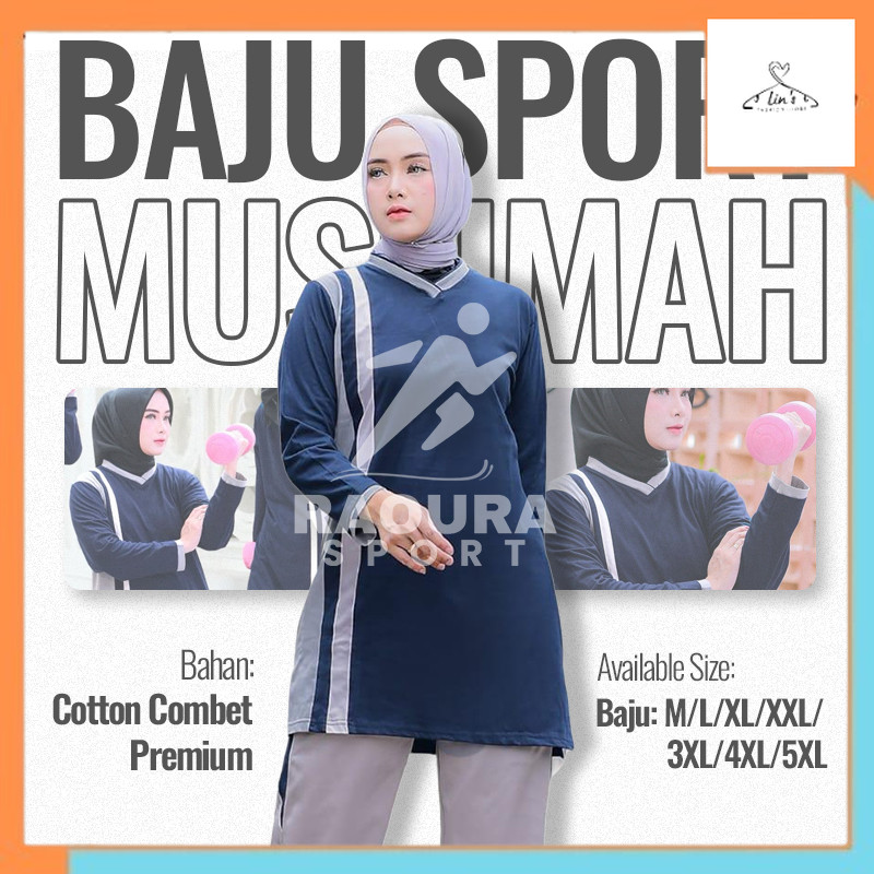 Outfit olahraga ATASAN OLAHRAGA WANITA LENGAN PANJANG BAJU OLAHRAGA WANITA JUMBO KAOS TUNIK BAJU OLA