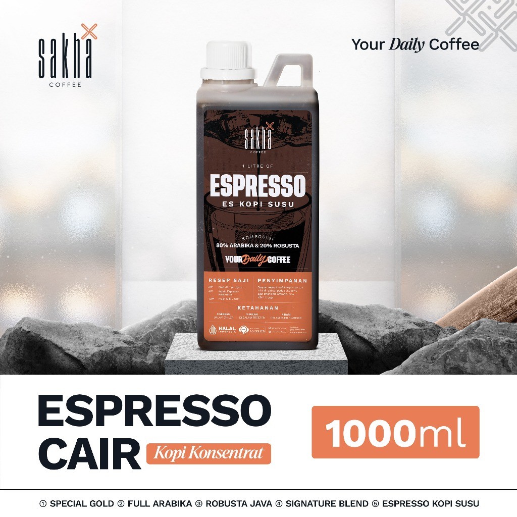 

FLAVORYA Espresso Cair Minuman Kopi Susu Kekinian 1 Liter Konsentrat Coffee