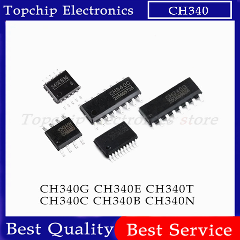5pcs CH340 CH340C CH340G CH340N CH340T CH340E CH340B Chip IC MSOP-10 SOP-16 SSOP-20 SOP-8 SMD USB to