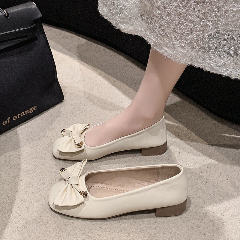 sandal flat shoes putih wanita empuk kekinian korean style flat shoes lucu aesthetic sepatu pesta wa