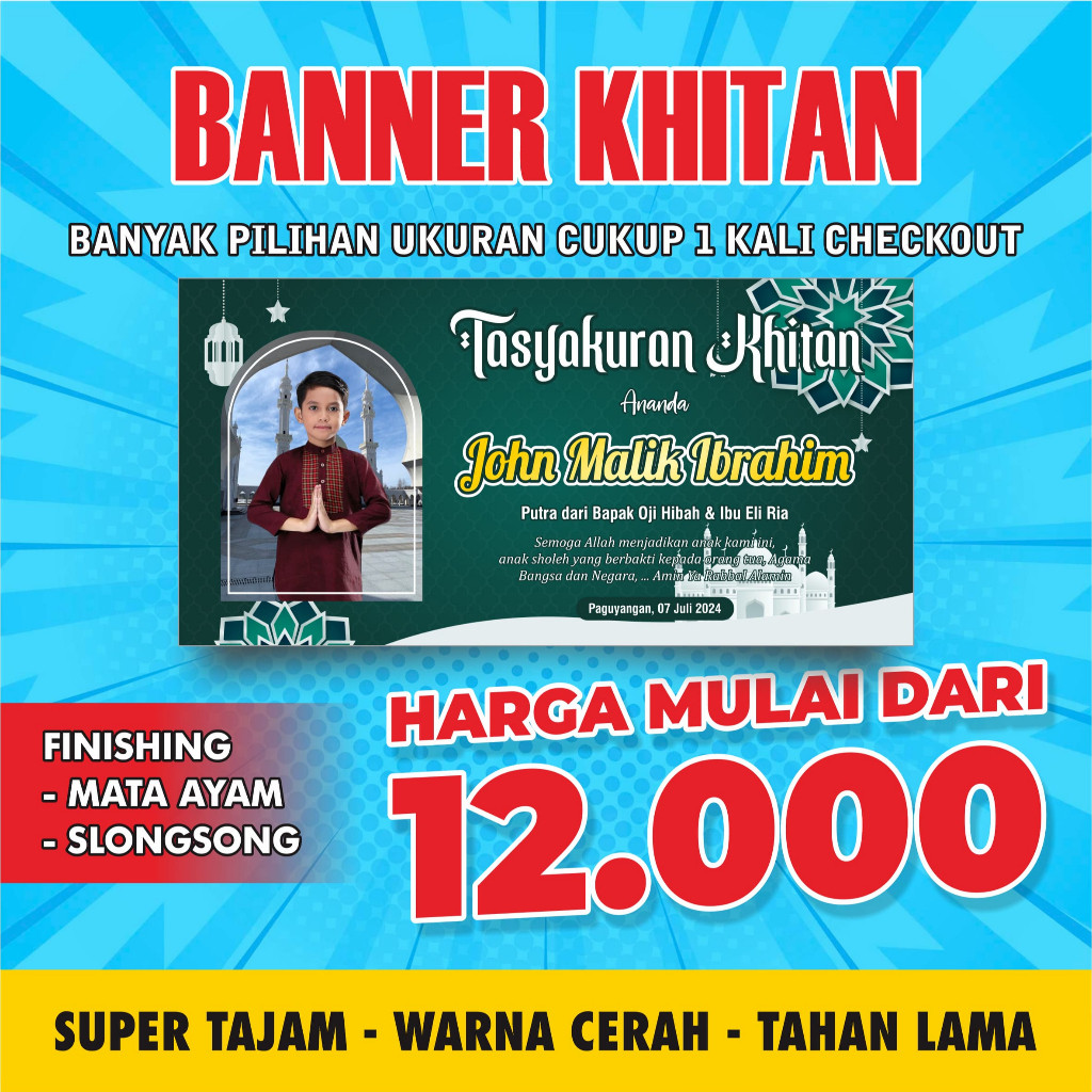 TERMURAH Cetak Spanduk Banner TASYAKURAN KHITAN Banner Khitanan