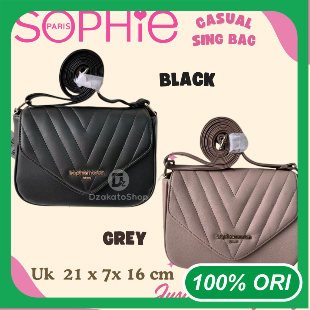 Sophie Martin Paris Tas Selempang Wanita Justicia Black dan Grey Casual Simple Terbaru 2025 Promo R