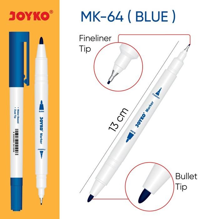 

Color Marker Penanda Spidol Berwarna Joyko MK-64 Dual Tip - Hitam By Radhiant official