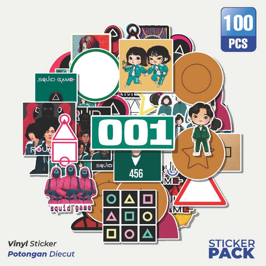 

MURAH 100 PCS Stiker Squid Game Series Waterproof Aesthetic- Untuk Laptop, Motor, dan Helm - Paper Stationery Pack