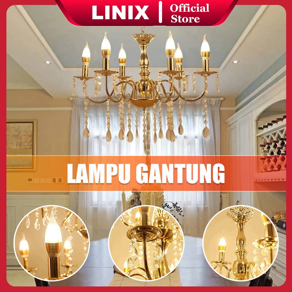 Lampu Gantung Kristal Akrilik Isi 6 Lampu Hias Gantung Bohlam Termasuk Bohlam Lampu Gantung Dekorasi