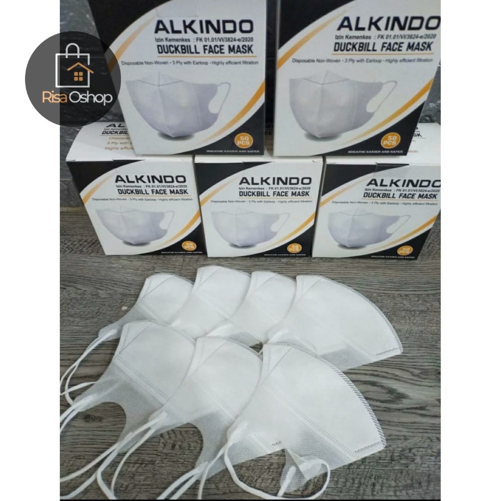 RISAOSHOP - MASKER DUCKBILL ALKINDO ISI 50/ DUCKBILL ALKINDO/ DUCKBILL TEBAL HALUS/ MASKER DUCKBILL 