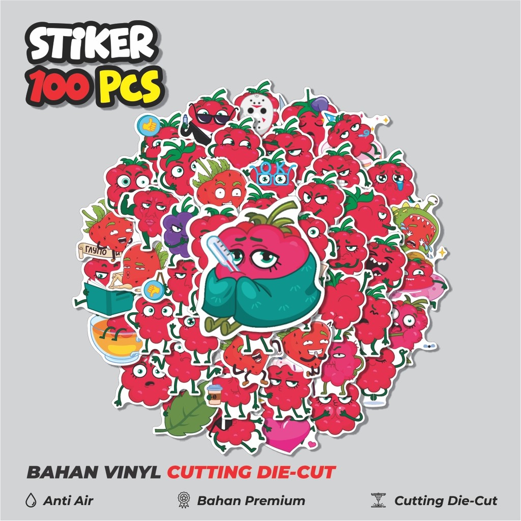 

Terbaru! 50 pcs Stiker Vk Rasp Berry Dekorasi Lucu Kreatif untuk Notebook, Skateboard, HP