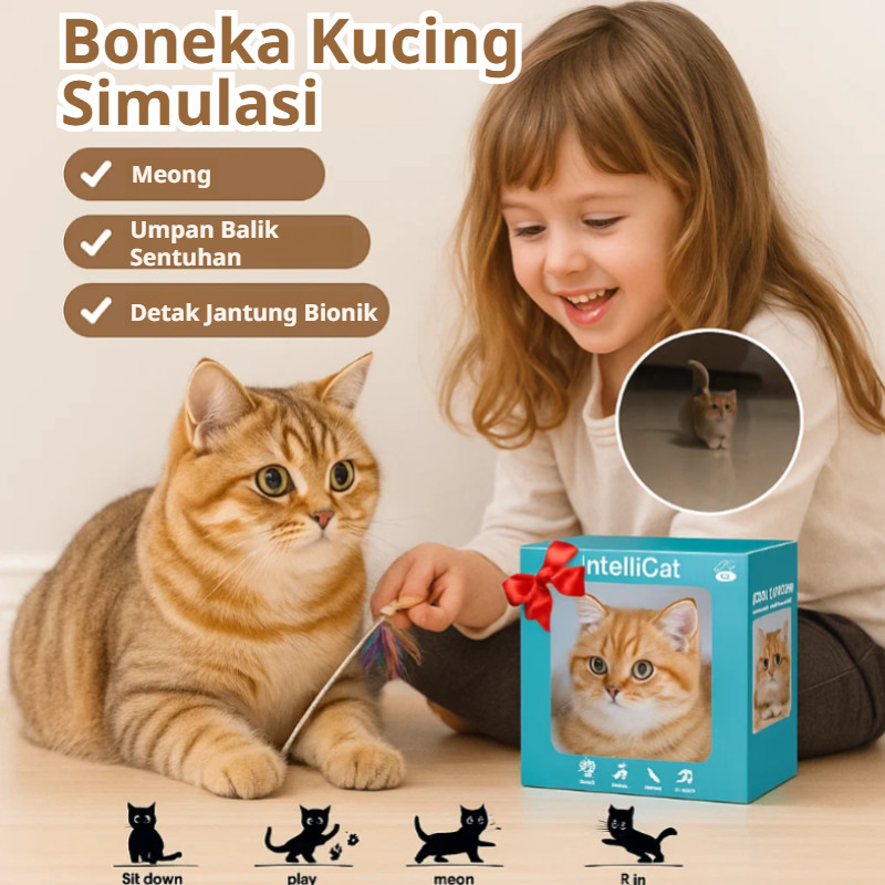 COD + Pengiriman 24 Jam-Boneka Mirip Asli Boneka Kucing Mirip Asli / Mainan Robot Kucing Lucu / Bone