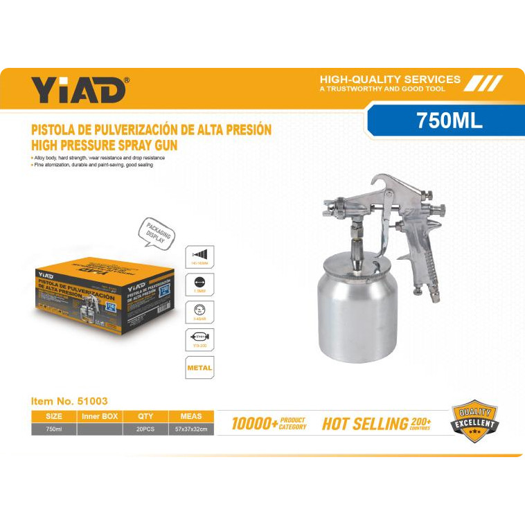 YiAD Spray Gun Semprotan Cat Kompresor Tabung Atas 400ml Cat Semprot Angin