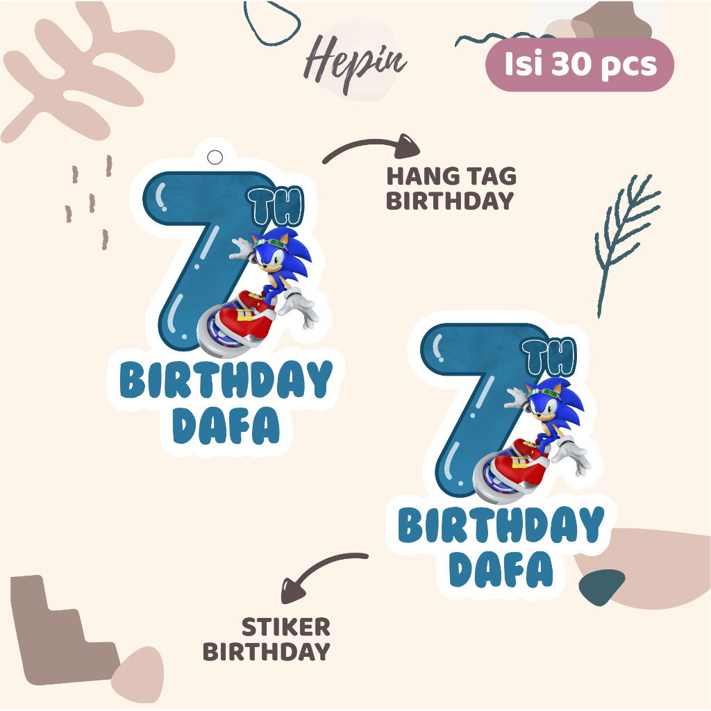 

(30pcs) Hang tag & stiker ulang tahun Tema SONIC /murah/lucu /label tag ulang tahun murah/hang tag ulang tahun/tag souvenir ulang tahun/stiker nama ulang tahun/diecut stiker&tag