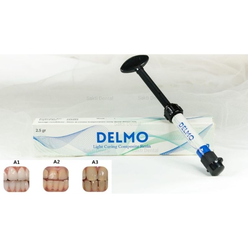 Komposit Resin Delmo Dental Composite Microhybrid Nanofill Light Cure Bahan Penambal Gigi Berlubang 