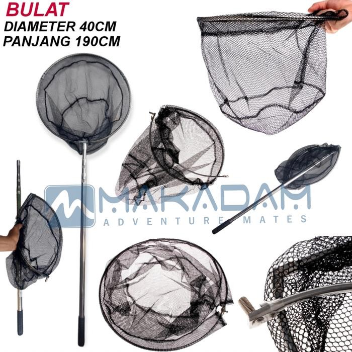PROMO  serokan jaring ikan lipat teleskopik portable mancing besar - BULAT