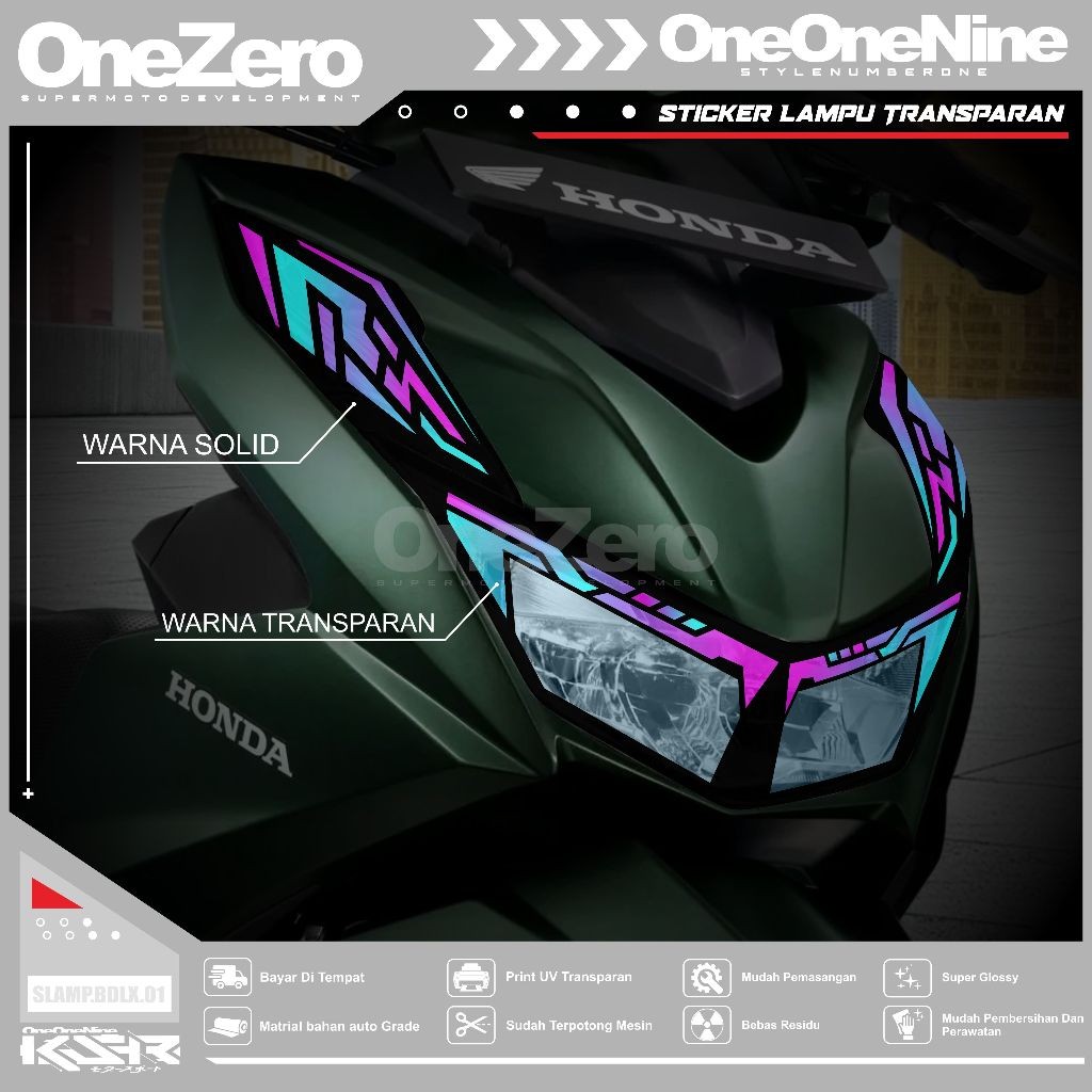 Stiker Lampu Beat Deluxe/ Sticker Transparan Variasi Lampu Oneonenine Alis Motor Beat Deluxe