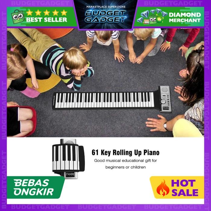 Piano Digital Gulung Roll Up Keyboard with Speaker Port 3.5mm