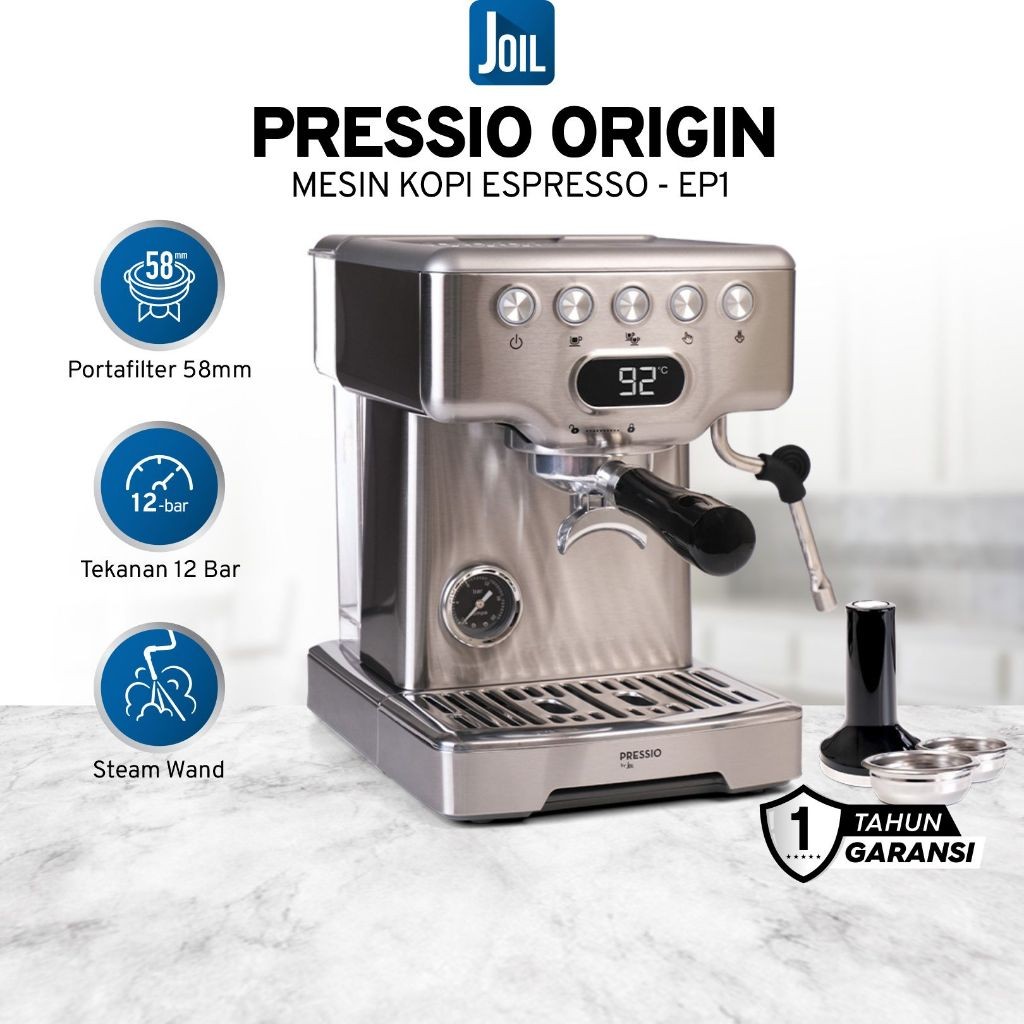 Joil Pressio Origin Mesin Kopi Espresso Machine Rumahan Brewing Pressure 15 Bar - EP1