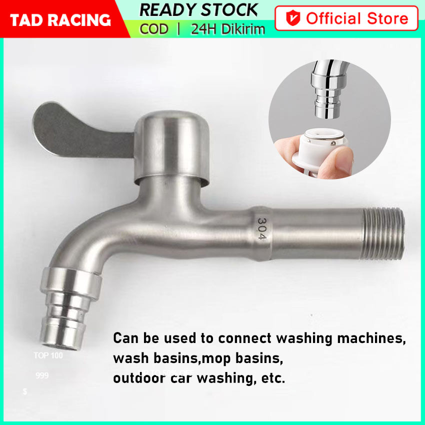 【TADRACING】Kran Air Panjang Stainless Plastik Untuk Mesin Cuci Wastafel Serbaguna / Kran Tembok Dind