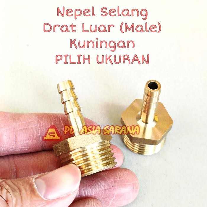 Nepel Selang Drat Luar Brass Kuningan Sambungan Hose Male Nipple Nepple Konektor AAT - 1/4 x 1/4L