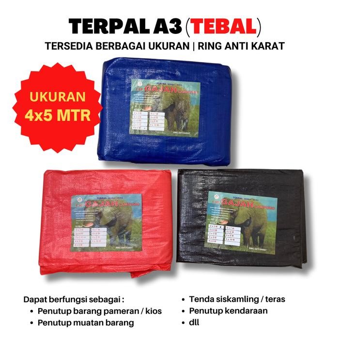 Terpal Plastik A3 Ukuran [ 4 x 5 ], Terpal Jadi - Biru