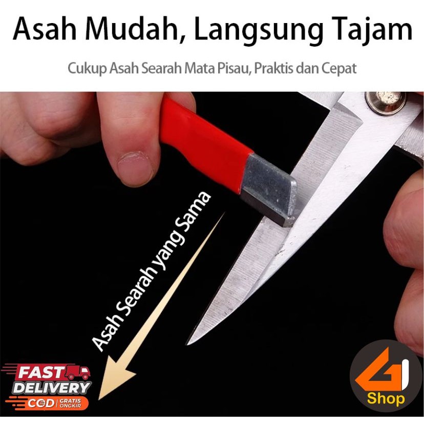 Pengasah Serbaguna Penajam Gunting Pisau Sabit Golok Cangkul Aneka Alat Potong Genggam Portabel