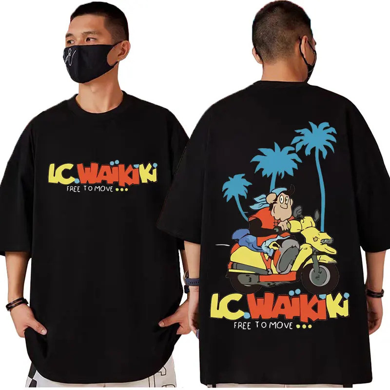 Pakaian jalanan Kaos Grafis Monyet Lucu Lc Waikiki Fashion Kartun Lengan Pendek Kaos Pria Wanita San