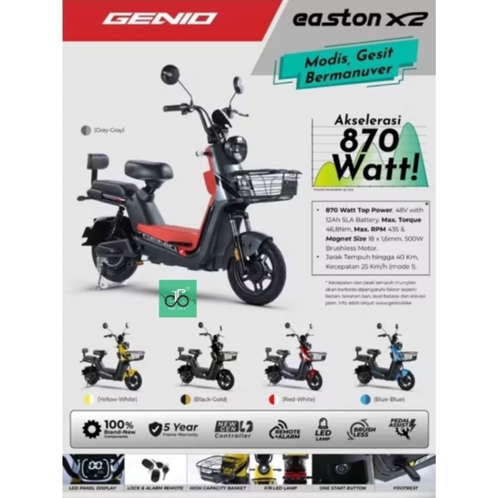 Sepeda Listrik Genio Easton X2 NEW X 2 (By United)