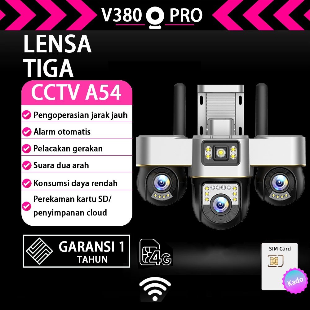 PROMO【Garansi 1 Tahun】V380 Pro Kamera CCTV dengan SIM 4G, 3 lensa, 3 layar, zoom 10x, kejernihan 4K,