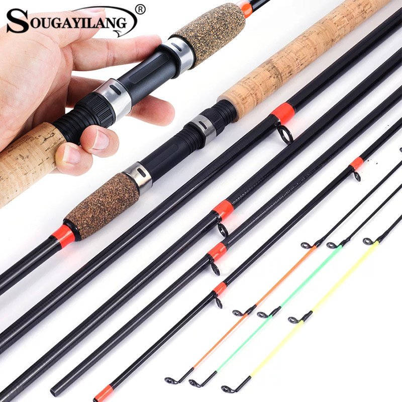 Sougayilang New Feeder Fishing Rod Lengthened Handle 6 Sections Fishing Rod L M H Power Carbon Fiber