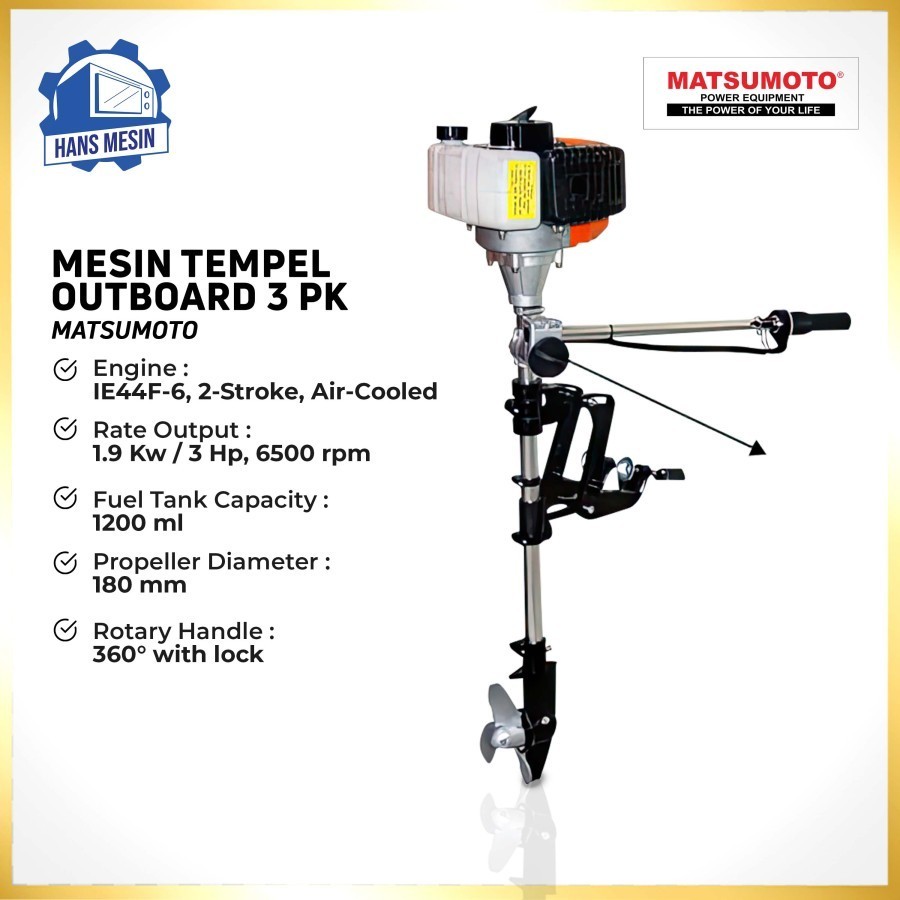Mesin Tempel 3 PK Outboard Matsumoto
