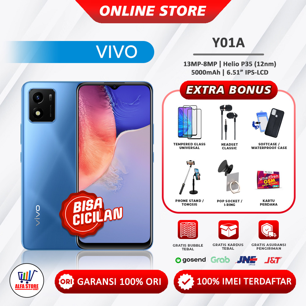 Vivo Y01a Ram 2/32Gb android 11 batt 5000mah Garansi Resmi