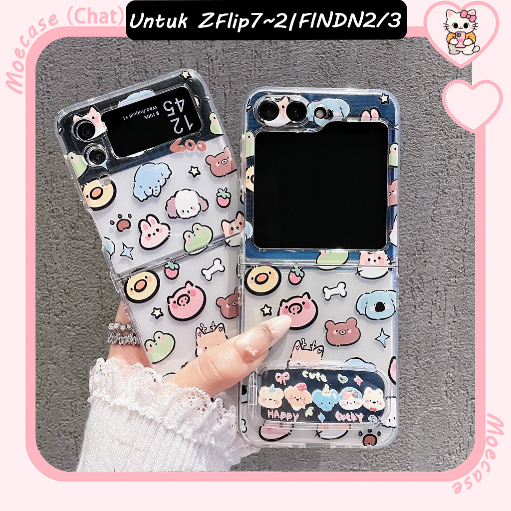 Moecase Eksklusif Unik Casing Lipat Lucu Case Samsung Z Flip 7 /2/3/4/5/6 Dan Untuk Hp OPPO FIND N2 