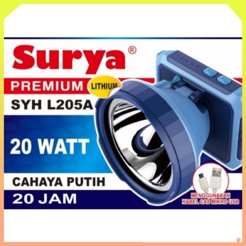 Senter Kepala Surya 20 Watt SYH L 205A Cahaya Putih