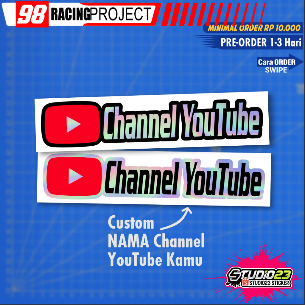 Stiker Cutting Nama Channel Youtube Custom Hologram
