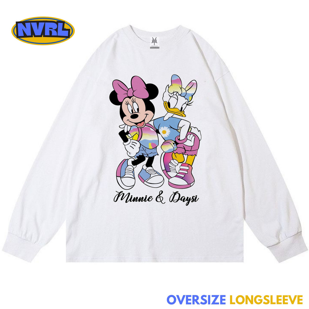 NVRL MERCH Kaos oversize longsleeve minnie mouse and daisy duck vintage tee