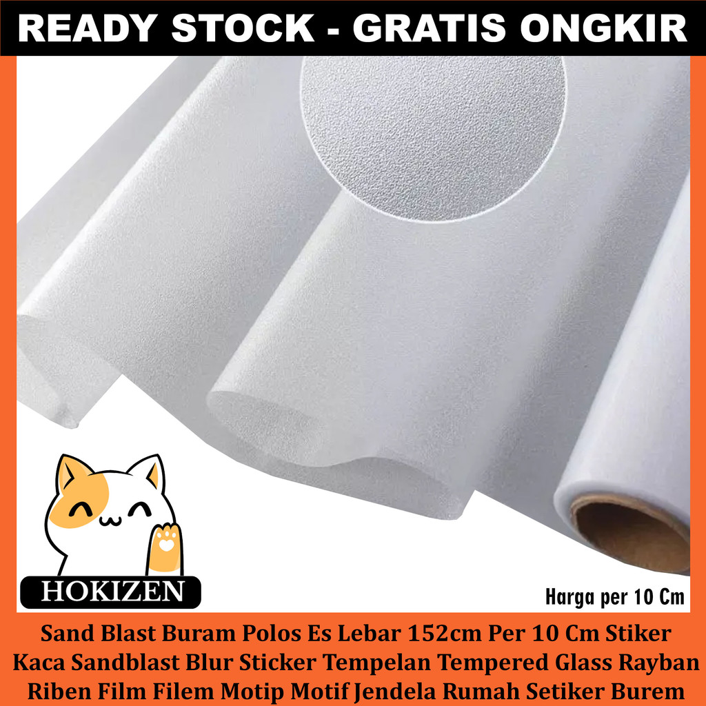 Stiker Kaca Sandblast Sand Blast Buram Polos Es Lebar 152cm Per 10 Cm Blur Sticker Tempelan Tempered
