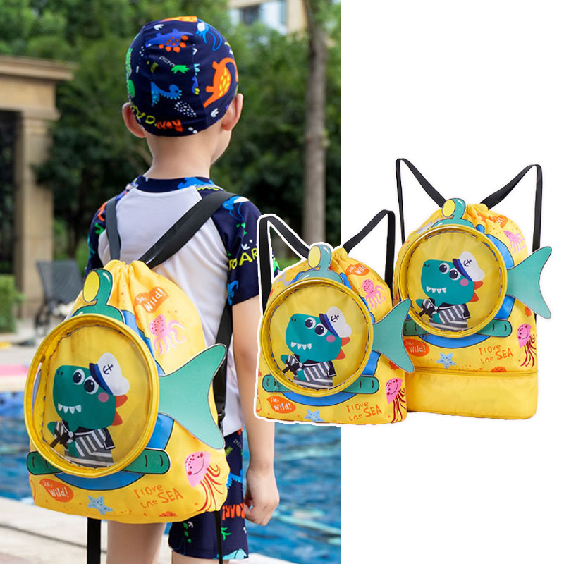 ​Tas Renang Anak Kartun Kering-Basah Terpisah - Tas Pantai Tahan Air, Perlengkapan Renang