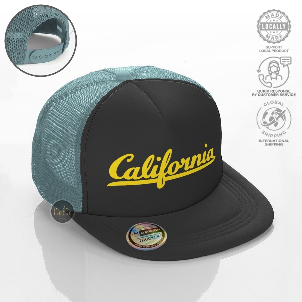 California - Topi Snapback Pria /Topi Trucker Jaring /Topi Distro Skena Outfit /Topi Cowok Starboy K