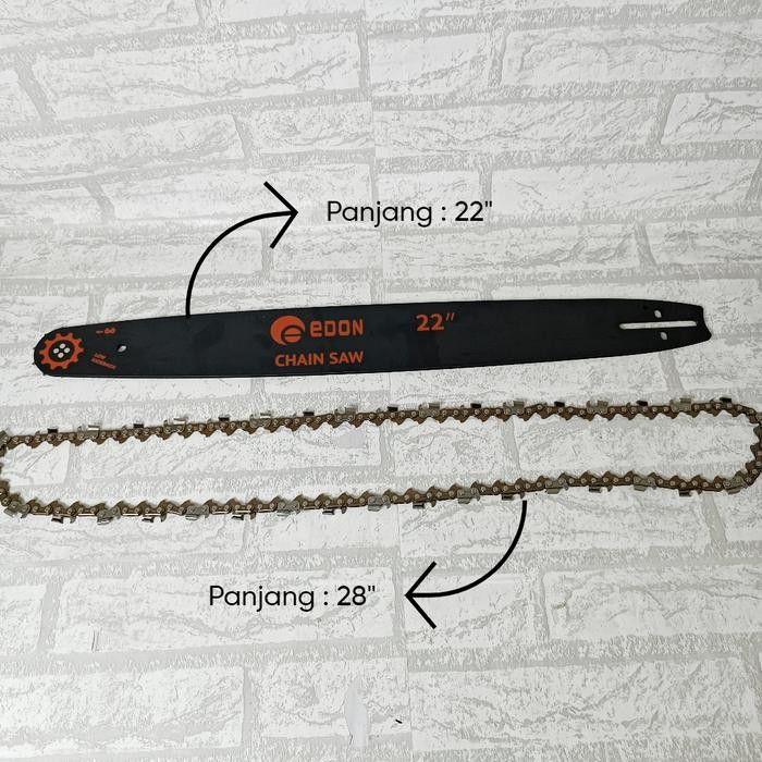 PAKET GUIDE BAR CHAINSAW 22" bar plat dan RANTAI CHAINSAW UNTUK BAR 22
