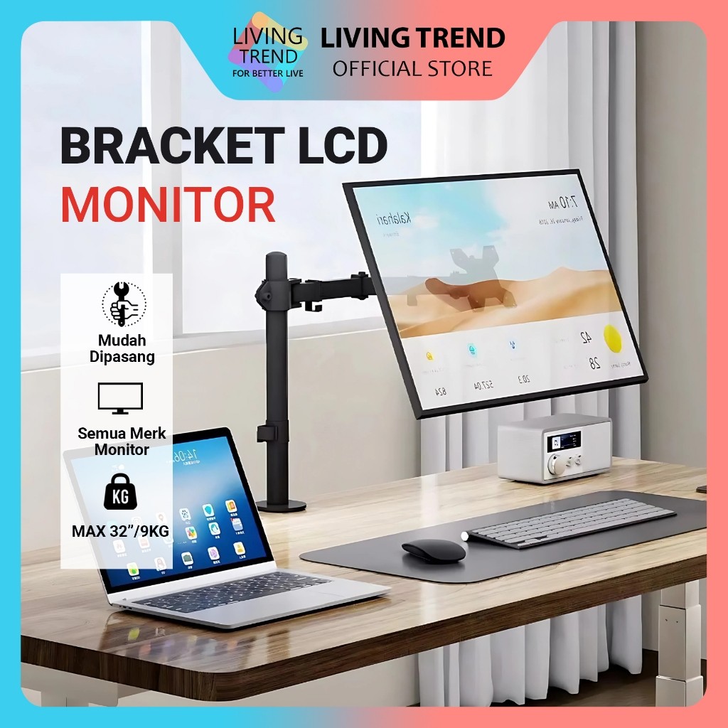 Monitor Bracket TV LED / Bracket LCD Monitor PC Gas Spring 13-32 inch Satu ARM dan Dua ARM / Monitor