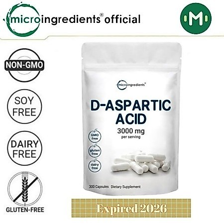D-Aspartic Acid 3000mg Capsules Non-GMO 300ct