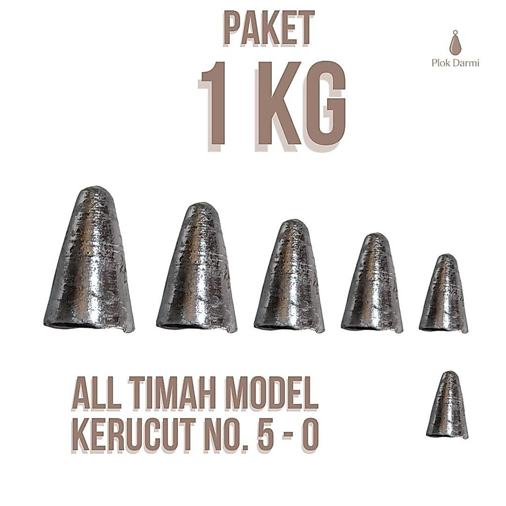 Timah Pemberat Pancing Paket 1 KG | Timah Pemberat Pancing Model Kerucut All Size Timah Pancing | Ti