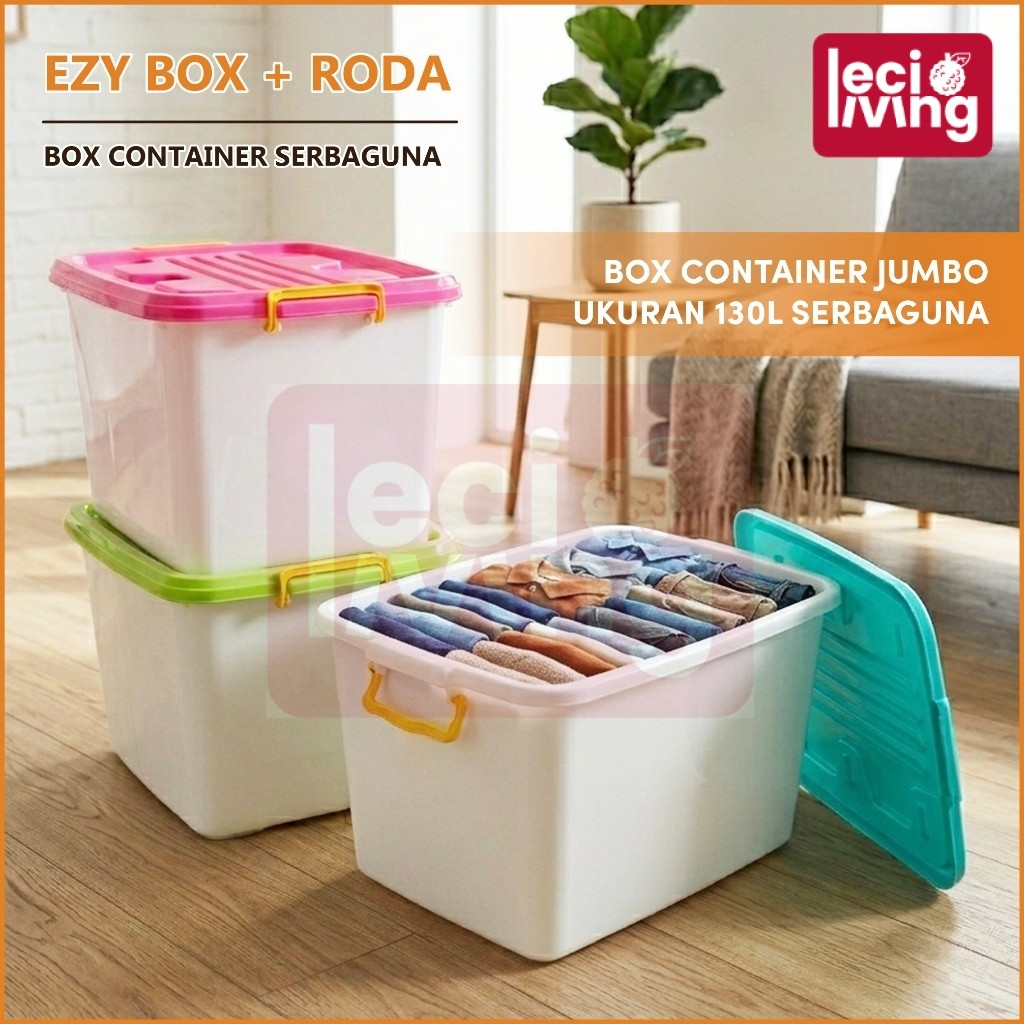 EZY BOX CONTAINER 130 LITER + RODA - Box Container / Kontainer Box Plastik / Box Jumbo 150 Liter