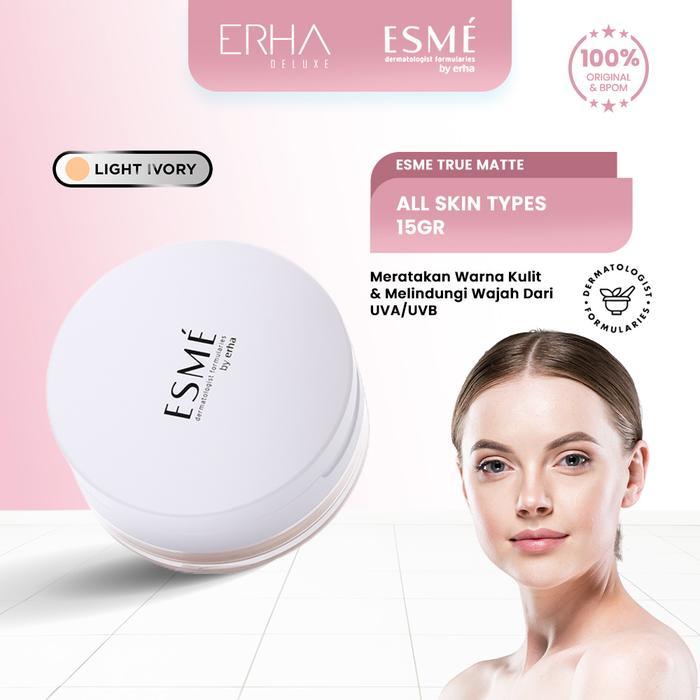 ERHA ESME Bedak Wajah Tabur True Matte - Semua Jenis Kulit Powder Kuning - Light Ivory