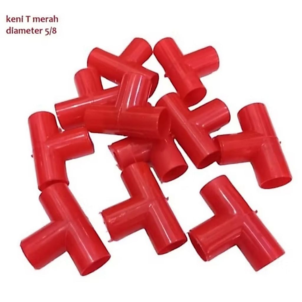 Sambungan Pipa akuarium tipe T( T - Joint) merah
