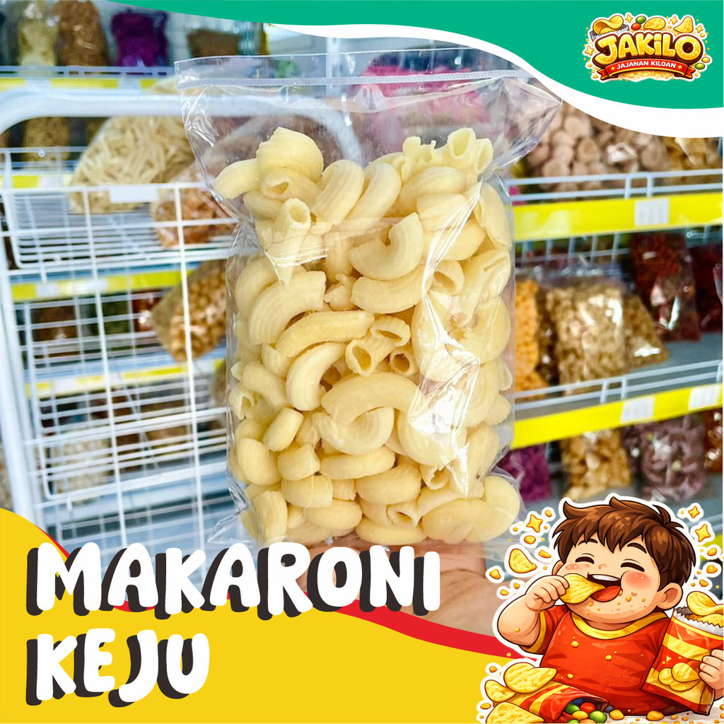 Makaroni Keju Premium 500gr Makroni Cheese Kraft Cheddar Gurih Renyah - JAKILO Jajanan Kiloan